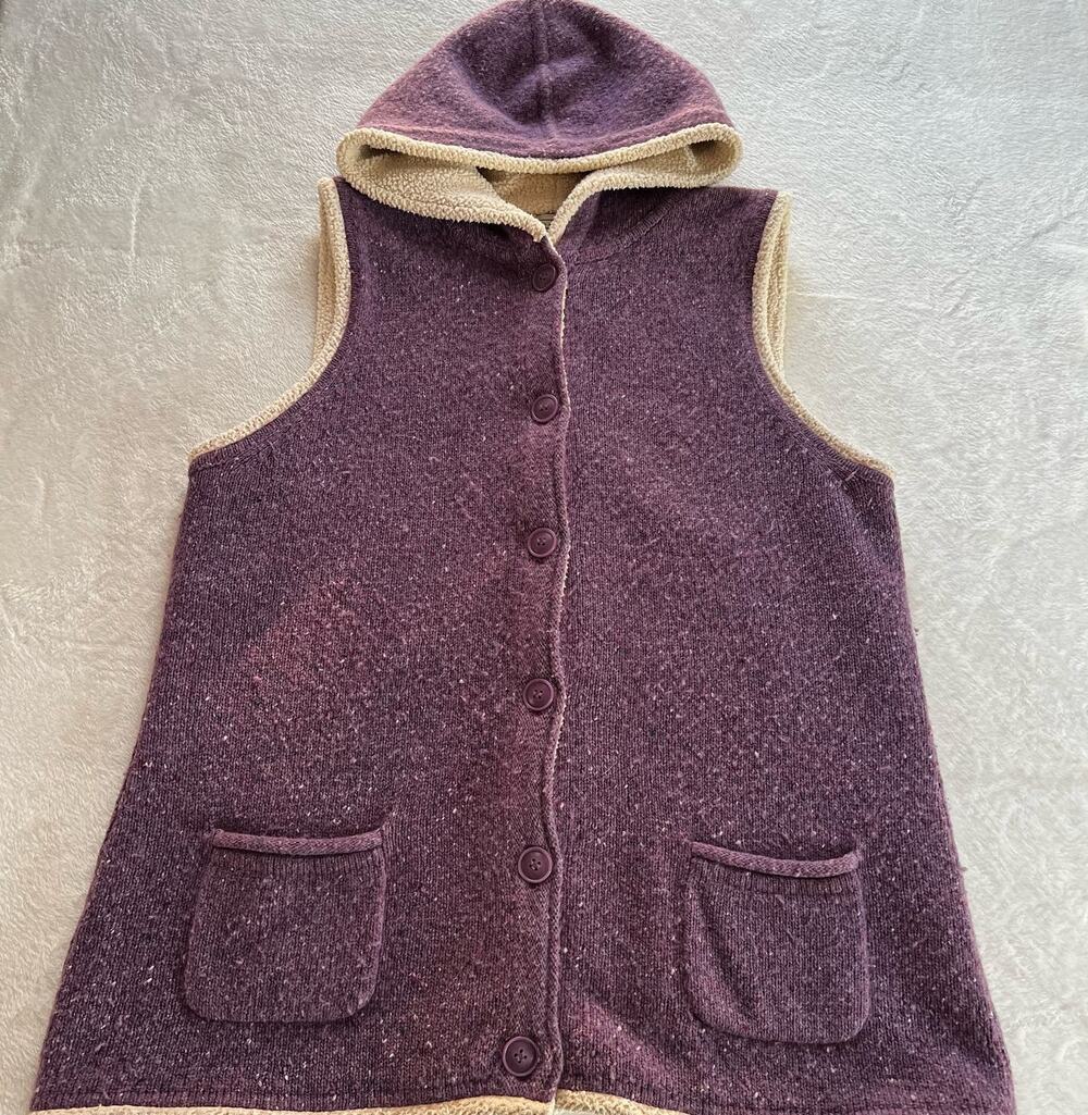 L.L. Bean Sherpa Lined Sweater Vest Purple women's size Large